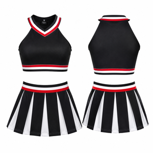 100% Polyester Breathable <b>Mesh</b> Girls Cheerleading Uniforms Custom Private Label Skirt and <b>Crop</b> <b>Top</b> Cheerleading Uniforms Set - Product Image 1