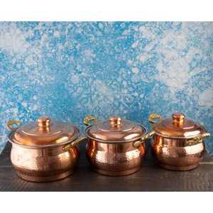 Juego de ollas de diseño y fabricación artesanal, minimalista, seguro, de cobre puro, Occidental, para servir en fiestas, artesanía en la India con la mejor calidad - Product Image 3