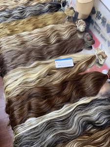 Extensiones de cabello de trama de máquina Remy de onda Natural de doble estiramiento 100% máquina de costura de cabello humano de Vietnam de trama Doble - Product Image 4