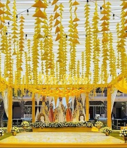 พวงมาลัยกระดาษรูปสามเหลี่ยมเรขาคณิต ของตกแต่งวันเกิด พวงมาลัยกระดาษสำหรับพิธีฮัลดี ฉากหลังงานสันจีต อุปกรณ์ประกอบฉากถ่ายภาพ ของตกแต่งเทศกาลดีวาลี - Product Image 1