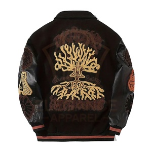 Loose Fit Canvas Front Custom Logo Breathable Windproof Durable College Baseball Varsity Jackets-Best Selling OEM Service - Product Image 1