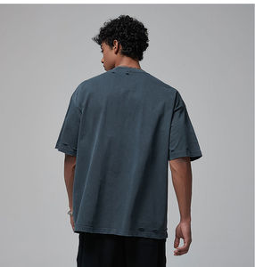 T-shirt Boxy épais T-shirt vierge en détresse T-shirt vintage unisexe Logo personnalisé Logo surdimensionné hommes t-shirts - Product Image 3