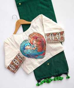 เสื้อสตรีผ้าฝ้ายคัดฮะดีสำหรับสวมกับผ้าส่าหรี |   งานทอมือแบบกินี |   ชุดแต่งงานแบบดั้งเดิมของชาวอินเดียสำหรับโอกาสพิเศษ | - Product Image 5