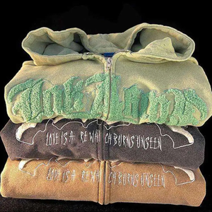 Sudadera con capucha bordada con logotipo personalizado para hombre, ropa de calle de algodón 100% transpirable de secado rápido, sudaderas con capucha de punto OEM - Product Image 3