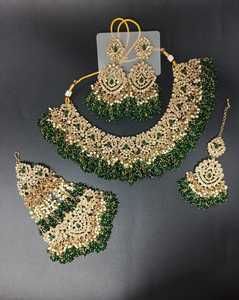 ชุดสร้อยคอเงาชุบทองสง่างามเครื่องประดับเจ้าสาวที่ซับซ้อนสำหรับงานแต่งงานและพิธีแบบดั้งเดิม - Product Image 1