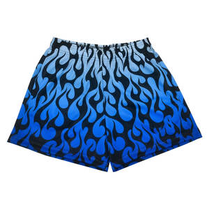 Pantalones cortos de malla de poliéster 100% para hombre, pantalones cortos morados/negros con sublimación gráfica personalizada, cintura elástica, pantalones cortos de moda callejera para hombre - Product Image 4