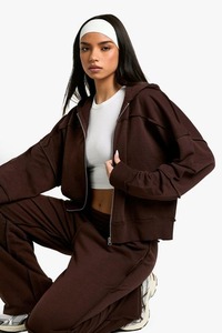 Nouveau haute qualité femmes goutte épaule 100% coton français éponge sweats à capuche Logo personnalisé couture conception en détresse culture sweats à capuche décontracté - Product Image 4
