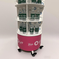 Présentoir rotatif mobile pour boissons avec roulettes, étagère de sol à 360 degrés pour supermarché et commerce de détail