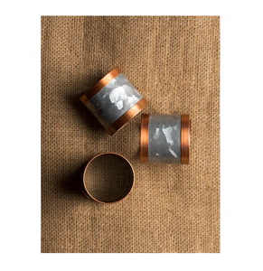 Rond de serviette en métal galvanisé avec rebord en cuivre Décoration de table Anneau de serviette en métal attrayant disponible à prix réduit - Product Image 1