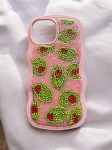 Vibrant Ciao Pink Yellow <b>Green</b> Seed Bead Embroidery Keychain Rectangular Strap Boho Italian Travel Bag Charm Jewelry Women Gifts - Product Image 2