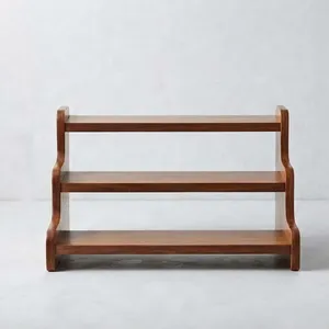 Mango Wood Three-Layer Storage <b>Rack</b> Standing Type Minimalist Design for <b>Kitchen</b> Spices Holders - Product Image 5