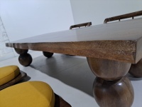 Table à manger rectangulaire moderne en bois massif, ensemble de 2 tabourets et 2 chaises, pour restaurant, hôtel, centre commercial, école, écologique, durable, facile à nettoyer