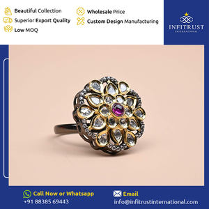 Gran oferta exclusiva, Plata de Ley 925 oxidada, doble tono, chapado en oro, plata, piedras de moissanita blancas y rosas, anillos para mujer - Product Image 2