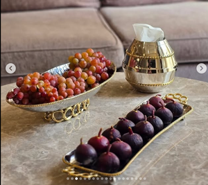 Cuenco decorativo de metal dorado y plateado de acero inoxidable de alta calidad con diseño de forma de flor pulida brillante de Indian Factory - Product Image 1