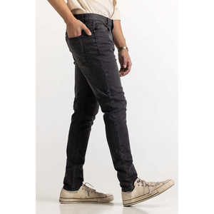 กางเกงยีนส์ทรงตรงเอวกลางสไตล์วินเทจสีชาร์โคล ODM ผ้ายีนส์ฟอกหินพร้อมลายปะติด คอลเลคชั่นฤดูหนาว - Product Image 5