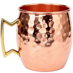 Tasse en cuivre martelé artisanale avec poignée en laiton écologique pour mules de Moscou et cocktails glacés - Product Image 5
