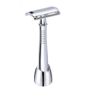 Rasoir de sécurité de qualité professionnelle, manche en acier inoxydable poli, lame simple haute précision, non jetable, pour le visage - Product Image 5