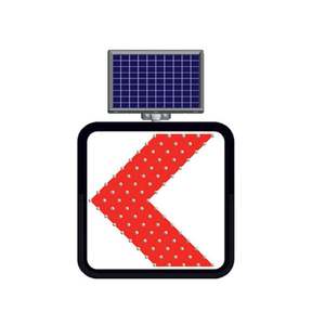 Señal de Tráfico Reflectante de Acero Metálico de 60 x 60 cm con Flecha para Señalización de Curvas Peligrosas, Alimentada por Energía Solar, para Uso en Carreteras - Product Image 1