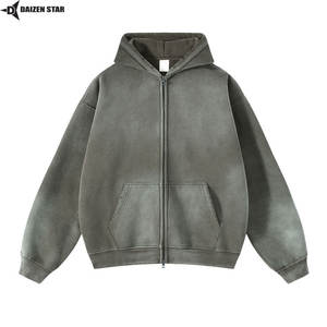 Sudaderas con Cremallera para Hombre, Color Sólido, 100% Algodón, Felpa, Corte Regular, Invierno, Casual, Tinte Liso, Servicio OEM, Logotipo Frontal, 500g - Product Image 5