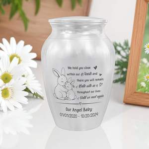 Urna conmemorativa de recuerdo decorativa de acero inoxidable para la pérdida de Niños de urnas plateadas de tamaño personalizado - Product Image 5