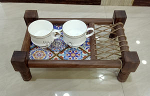 WoodCart Service en bois fait à la main et fabriqué à la main Plateau de 14 pouces de long Plateau en bois robuste Plateaux de service en bois rectangulaires - Product Image 2