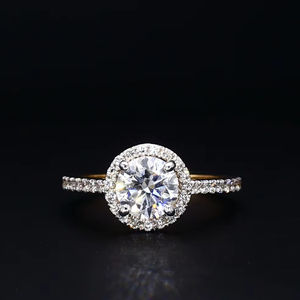 แหวนเพชรเม็ดเดี่ยวรัศมี14K ปลูกในแล็บ1.00กะรัต0.80เพชรเน้นกะรัตได้รับการรับรองสไตล์อินเทรนด์สำหรับงานแต่งงานวันครบรอบ - Product Image 1