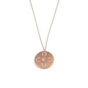 Colgante Redondo de Herradura de Plata de Ley 925 Hecho a Mano con Amuleto Religioso y Piedras Engastadas en Bisel Rosa y Blanco - Product Image 2
