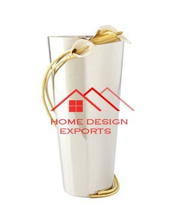 Vase de vente chaude au prix de gros Vase en métal fini blanc et or 2025 dans un design de luxe unique - Product Image 2
