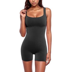 Débardeur sans manches pour femmes combinaison filetée col carré hanche ascenseur mince Sexy Shorts combinaison 2025 - Product Image 3