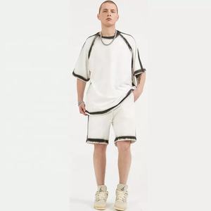 Ensemble t-shirt homme hip hop, 2 pièces, logo personnalisé, vintage, court, été, 2022 - Product Image 4