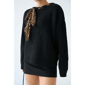 Black Sweater with Scarf Collar - Product Image 1
