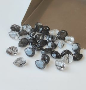 Quartz rutile noir naturel 6x9mm coupe poire-Quartz rutile noir lâche de qualité supérieure - Product Image 2