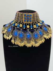 2024 Vintage nuevo diseño étnico de acero inoxidable personalizable afgano Kuchi Tribal conjunto hecho a mano estilo Bollywood pendientes collar - Product Image 3