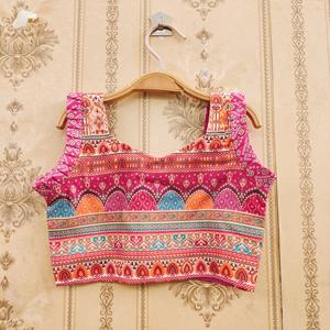 Conjunto de Lehenga Choli Rosa Ajrakh para Niñas |   Vestido Largo de Poliéster de Secado Rápido para Niñas, Ideal para Bodas y Fiestas - Product Image 3