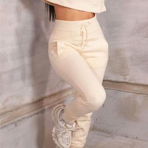 Pantalon de survêtement Patchwork respirant en coton pour femmes Joggers empilés personnalisés avec style avant plat pour les sports d'hiver en gros - Product Image 4