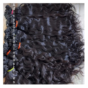Cuticules de couleur naturelle crue indienne bouclée naturelle de haute qualité alignées Machine d'extension de cheveux de qualité Remy Double trame - Product Image 2