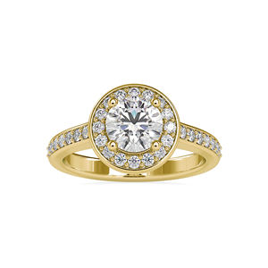 Bague de fiançailles en or blanc 18 carats, ensemble de Halo, lunette en diamant, bague de mariage, demi-éternité, Top tendance - Product Image 5