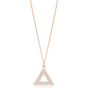 Triángulo geométrico forma de piedra de circón hueco encanto colgante turco hecho a mano 925 joyas de plata - Product Image 6