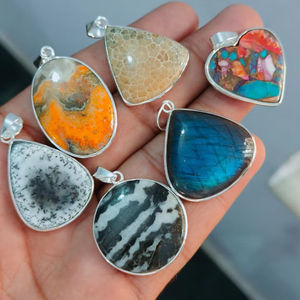 925 Sterling Silver Multi Gemstone Pendant Handmade Elegant Silver Pendant <b>Unique</b> Jewelry <b>Gift</b> <b>For</b> <b>Her</b> - Product Image 1