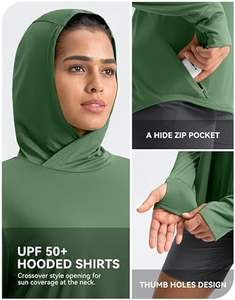 Camisa de Protección Solar para Mujer UPF 50+, Manga Larga, Ligera, Sudadera con Capucha UV para Mujer, Senderismo, Pesca al Aire Libre, Camisas de Verano - Product Image 4