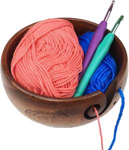 Bol en fil en bois avec support de trous palissandre artisanat fait à la main bol à tricoter stockage accessoires de tricot et de crochet - Product Image 6