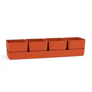 Fioriera rettangolare in plastica con 4 pentole e piattino 48x12x11 cm colori assortiti per giardino terrazzato o balcone! - Product Image 1