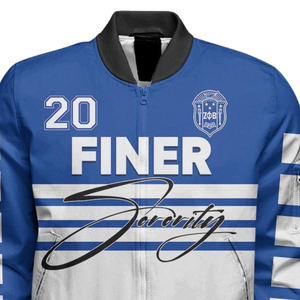 Veste en satin pour femmes Zeta Phi Beta, bleu et blanc, style années 1920, broderie du bouclier de la sororité ZPB, vêtements grecs, vêtements de sport de qualité supérieure - Product Image 4