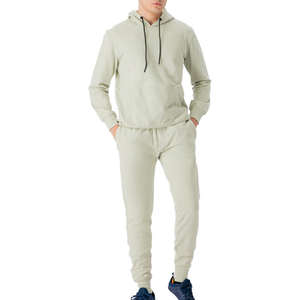 ชุดวอร์มผู้ชายแบบ 2 ชิ้น ผ้าฟลีซคอตตอน 100% สำหรับฤดูหนาว  แบบเรียบง่าย  สามารถปรับแต่งได้  ประกอบด้วยเสื้อฮู้ดดี้และกางเกงจ็อกเกอร์  ชุดกีฬา - Product Image 1