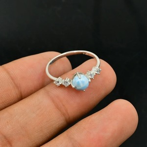 925 Sterling Silver Unique <b>Blue</b> Larimar Diamond Gemstone <b>Ring</b> Handmade Vintage Wedding Jewelry Perfect Gift Women Mehrajudin - Product Image 5
