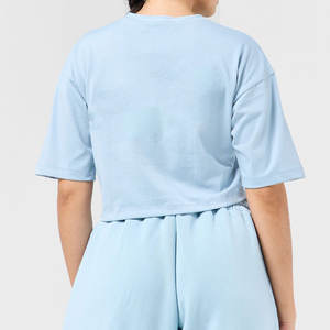 OEM à la mode Logo personnalisé été 100% coton haut court deux pièces ensemble court survêtement femmes ensembles survêtements pour filles - Product Image 6