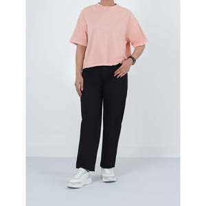 SIGRUN Women's XS Cropped T-Shirt Regular Fit Breathable Jersey Cotton Spandex Silk-Solid Print <b>Top</b> Casual Sweet Style-WC369 - Product Image 1