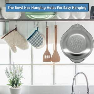 Bol de lavage en acier inoxydable 304-4 en 1 bol de lavage de riz passoire passoire passoire à mailles fines pour laver les légumes, les fruits, - Product Image 5