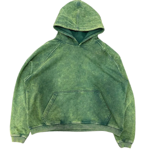 <b>Men</b> <b>Green</b> Acid Washed <b>Hoodie</b> Oversized Heavyweight Fleece Pullover Streetwear Vintage Custom Logo Cotton Thick Warm Winter Sales - Product Image 1