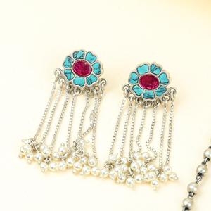 Anokhi 925 Silver Floral Chidiya <b>Necklace</b> Set Fine Bridal and Gift Jewelry for Ladies with Zircon Stones - Product Image 4